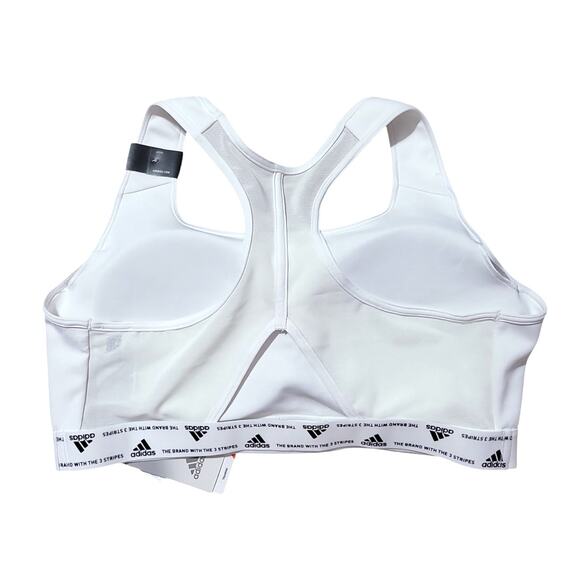 Adidas Sports Bra, Women's Plus 2X, White Powerreact Medium Support Training Bra - Picture 2 of 8